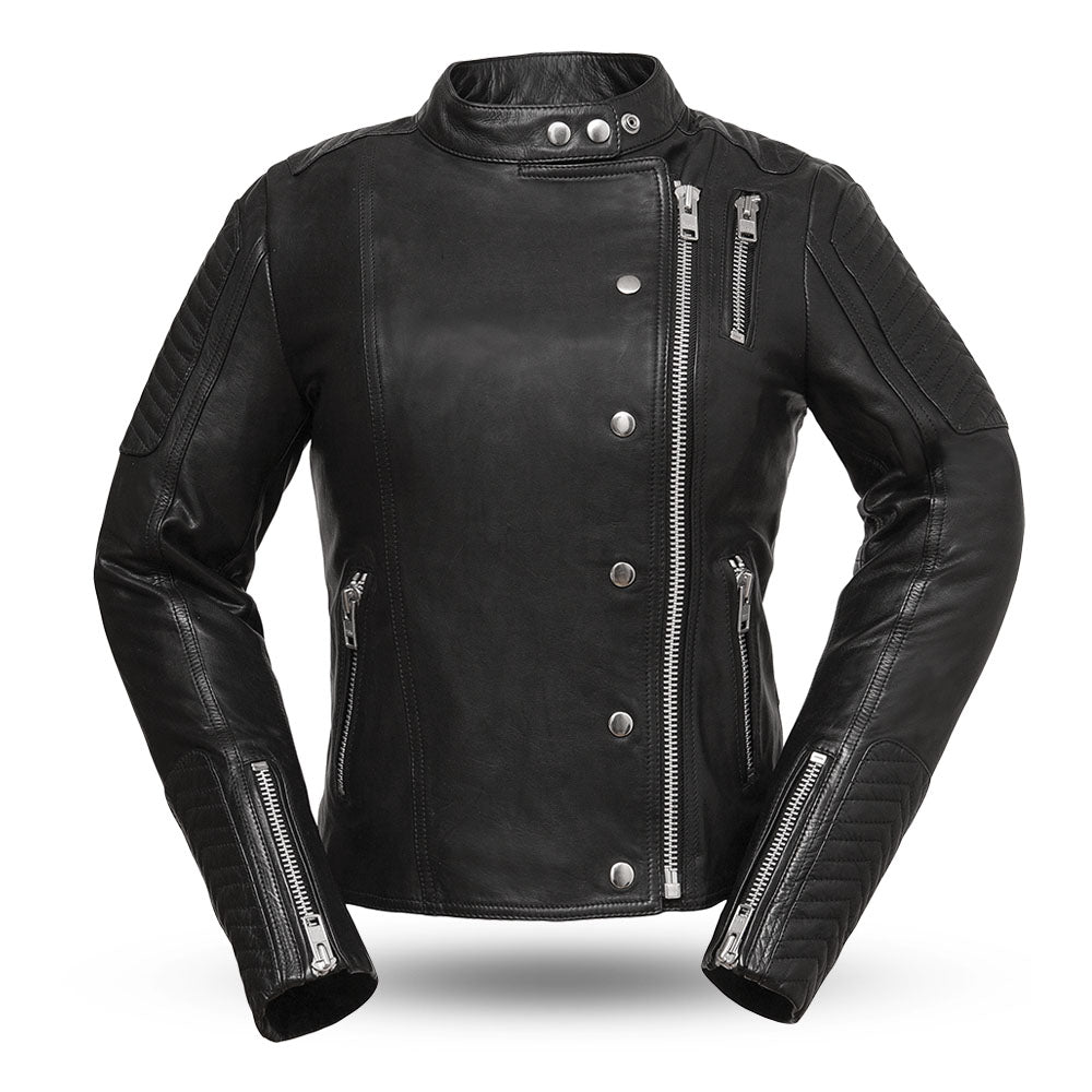 Women’s Black Leather Biker Jacket