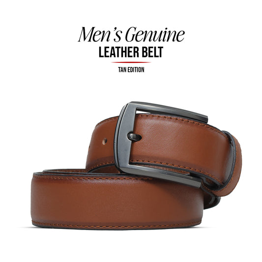 Men's Plain Dress Leather Belt Tan Casual Belt | Premium Cowhide Leather