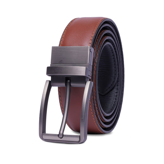 Men’s Reversible Leather Belt – 2-in-1 Black & Tan Genuine Leather Dress Belt for Formal & Casual Wear