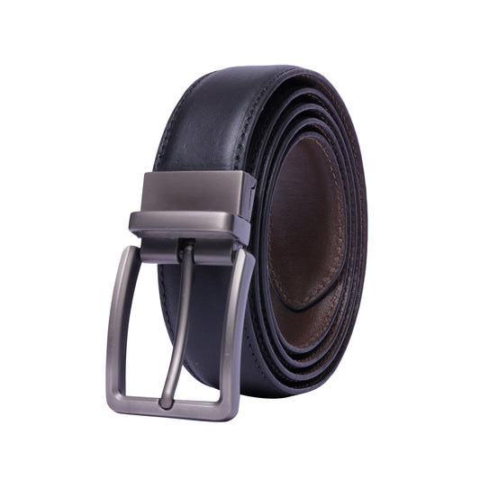Men’s Reversible Leather Belt – 2-in-1 Black & Brown Genuine Leather Dress Belt for Formal & Casual Wear
