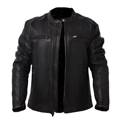 Zip Up Vintage Leather Jacket
