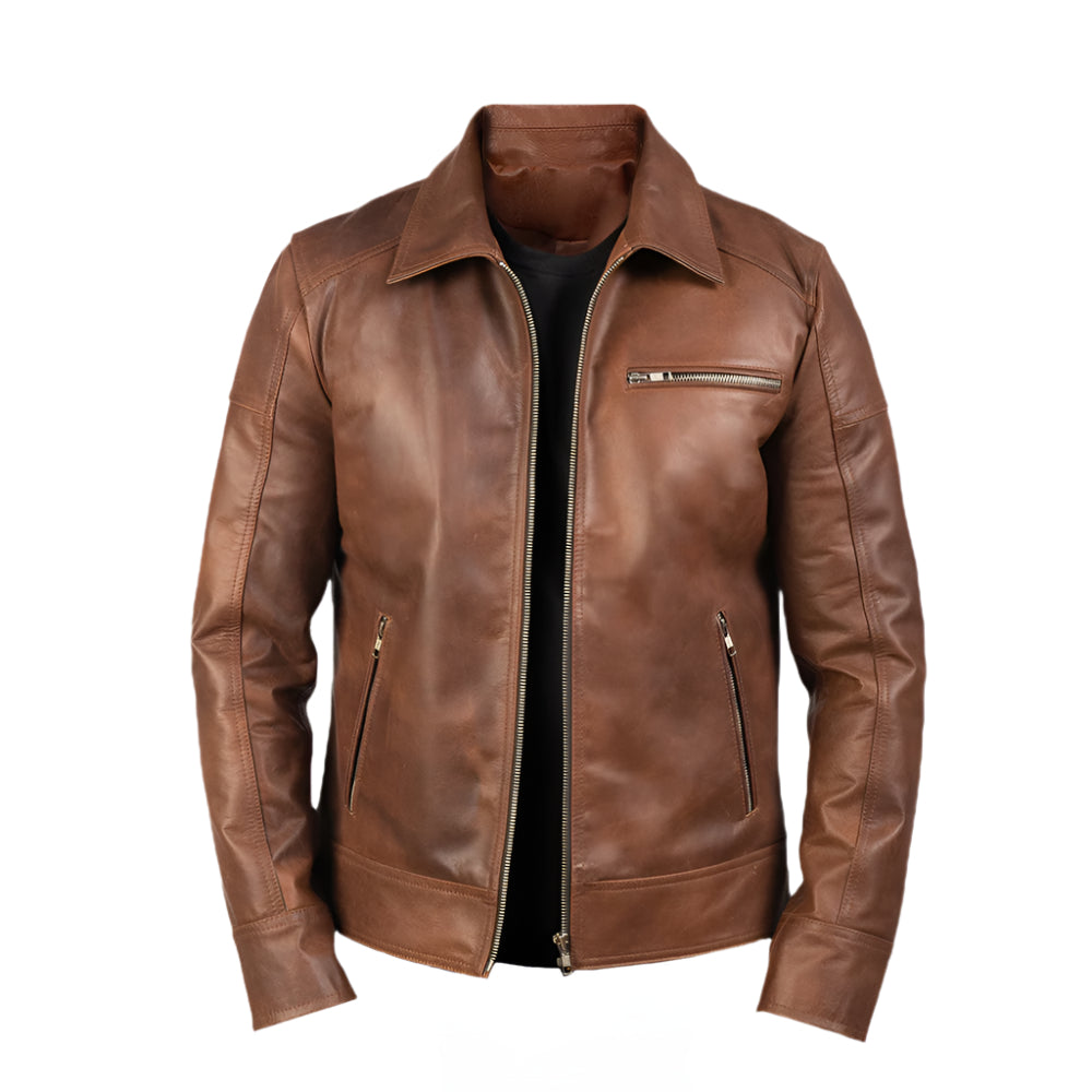 Men’s brown leather jacket